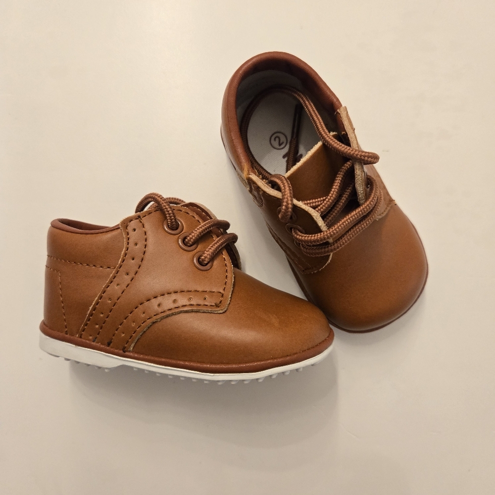 L'AMOUR James Lace-Up Shoe Baby & Walker Cognac Brown Size 2